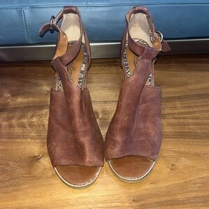 Lucky Brand Leather open toe bootie sandal heel